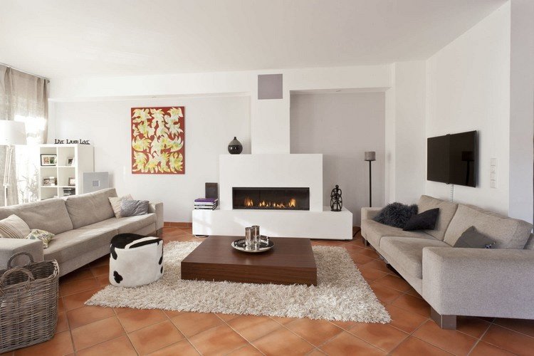 Plynový sporák s policami v obývacej izbe - Fairo Eco Line 120 od firmy Kal -fire moderný krb-plynová obývačka-sklenené okno-FAIRO-ECO-LINE-120-kalfire