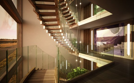 Drevené schody sklenené zábradlie-krásne nápady na schodiskové domy Drevené schody, sklenené zábradlie-krásny schodiskový dom