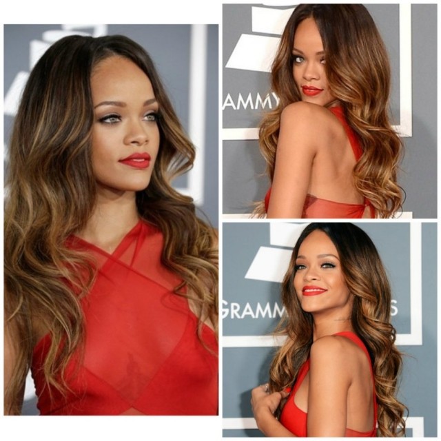 Ceny Rihanna Ombre Hair Grammy 2013 Ceny Rihanna-Ombre-Hair-Long-Wavy-Grammy-Awards-2013