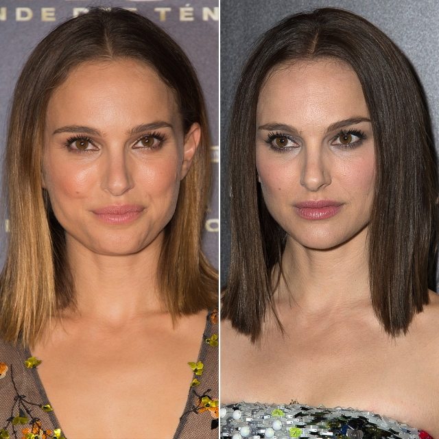 Ombre rovné vlasy po ramená vyzerajú ako Natalie Portman Natalie-Portman-lob-rovné vlasy-ombre-gradient