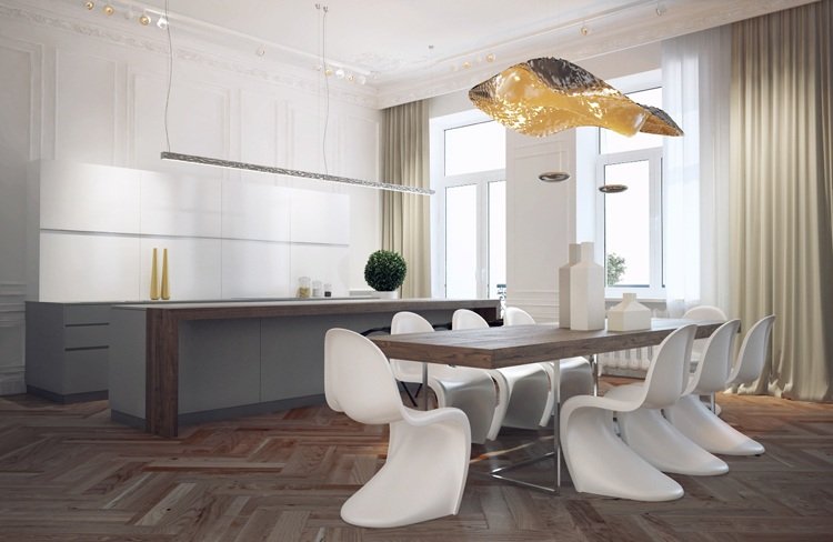 stolička panton podkrovný byt kuchyňa moderné parkety