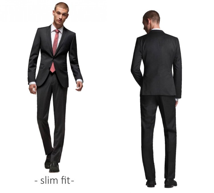 Pánsky oblek slim fit pre štíhlych mužov Suit-men-slim-fit-fit-black-business