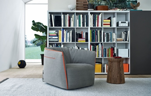 relaxačné kreslo z tkaniny moderných jemných línií Santa Monica-Jean marie-massaud