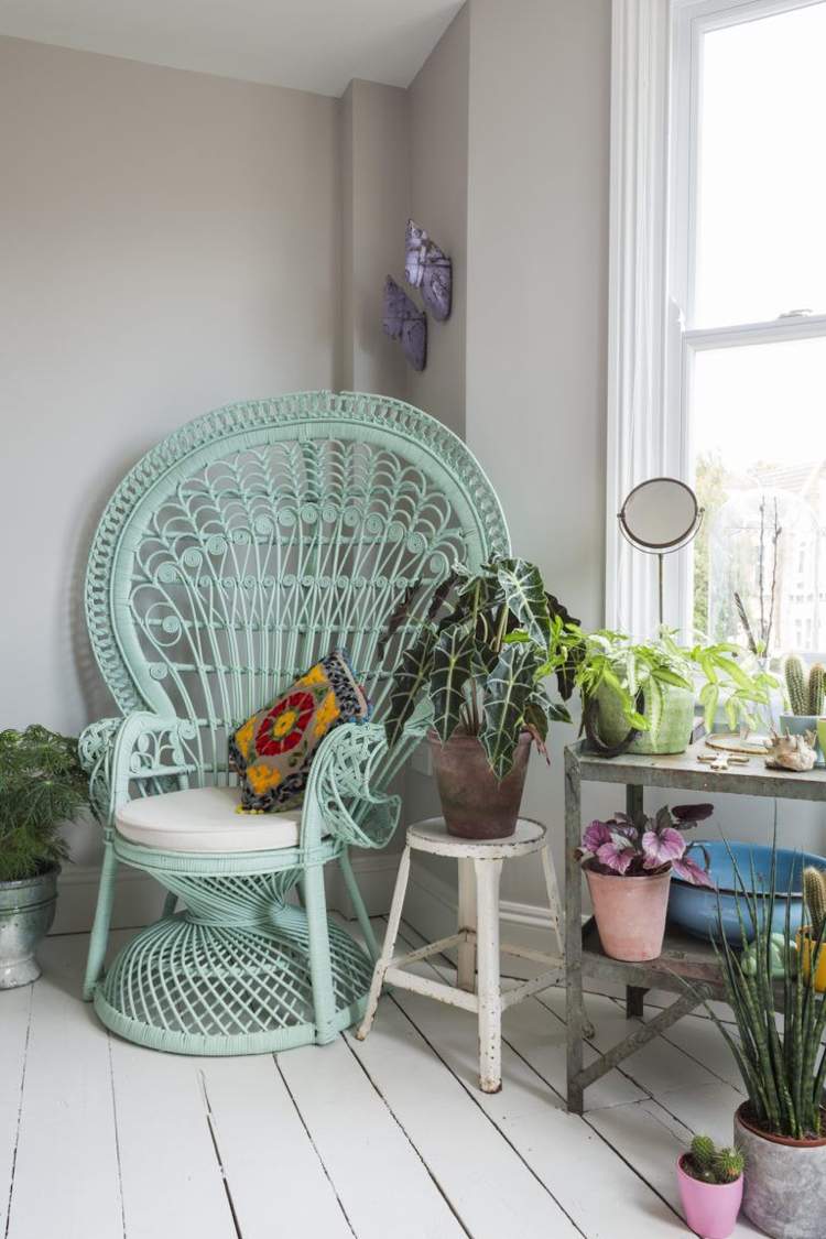 Peacock kreslo mäta zelená moderný izbový kútik na čítanie