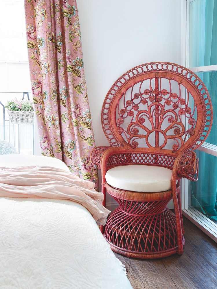 Peacock kreslo ratan ružová spálňa teenagerov dievčatá