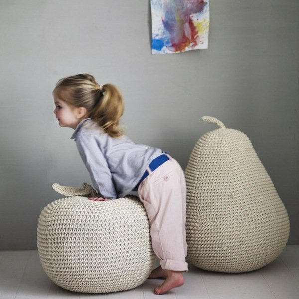 originálny sedací vak v tvare jablkovej hrušky Tvar jablkovej hrušky zariadil detskú izbu