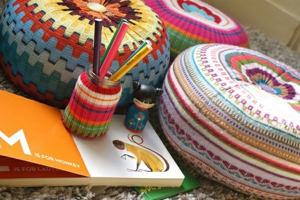 Sedací vak na farbenie materiálov do detskej izby Farbiaci materiál úložný priestor sedací vak pletený