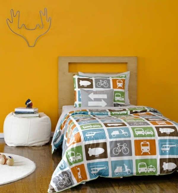 Nočný stolík do škôlky žltá stena Sedací vak v nočnom stolíku v škôlke