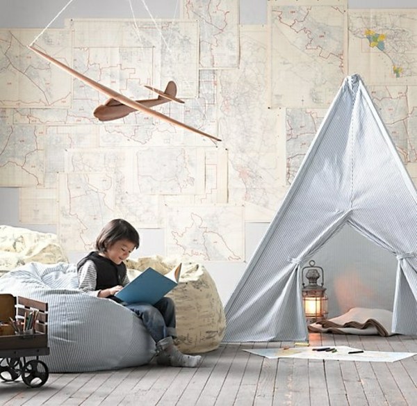 Letecký stan do detskej izby Nastavenie sedacieho vaku pre lietadlo