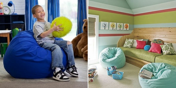 Hrajte rohový sedací vak do detskej izby modrý tvar Hrajte rohový sedací vak do detskej izby modrej farby
