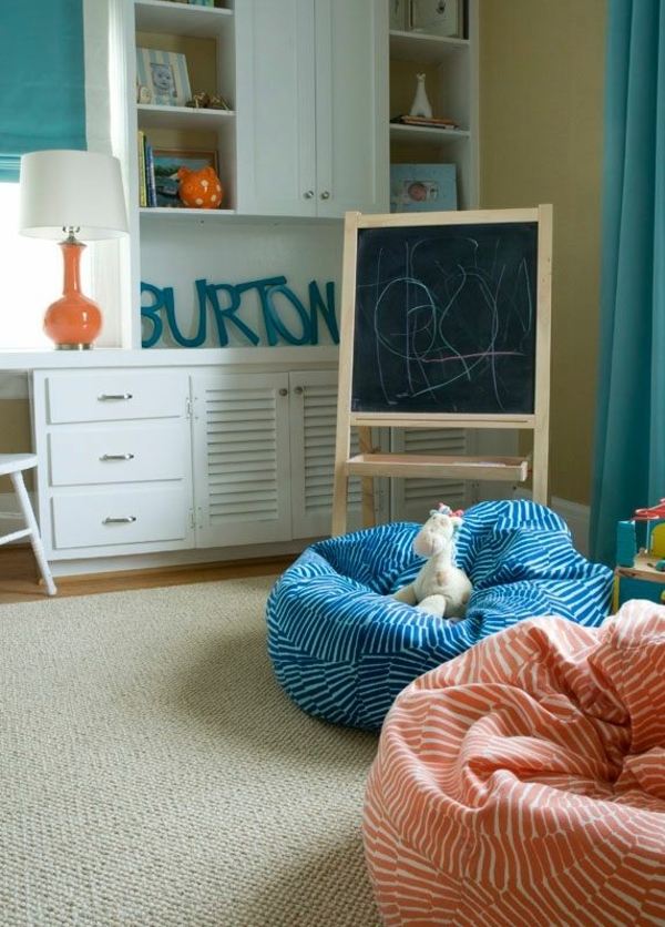 Myšlienka dizajnu sedacieho vaku modro oranžová moderná Idea modrá oranžová moderná výzdoba škôlky