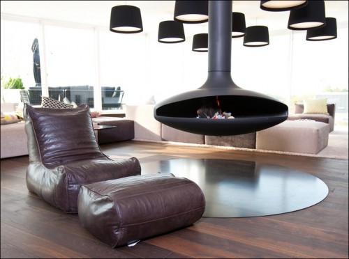 moderný dizajn obývačky s hnedým koženým sedacím vakom moderný dizajn obývačky-hnedý kožený sedací vak