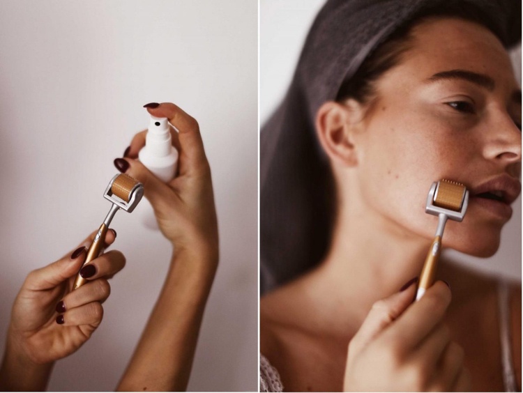 Aplikácia Dermaroller dermaroller domáce použitie ošetrenie starostlivosti o tvár krajšia pokožka