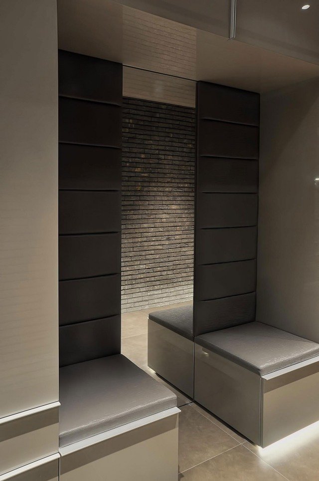 Nápady na domáce zariadenie kožených moderných lesklých vstavaných svetiel