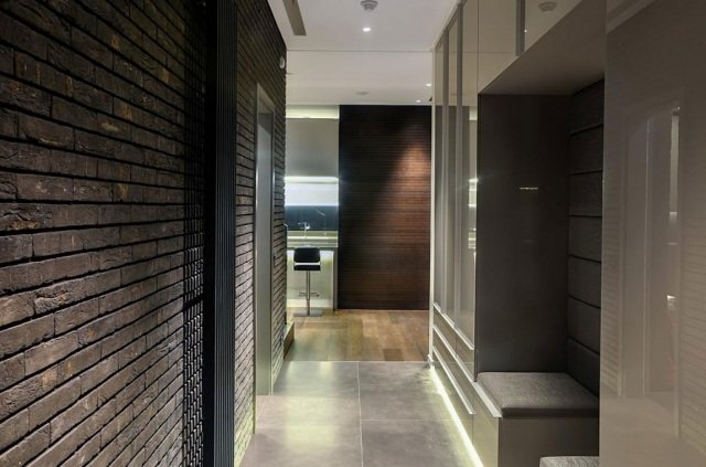 Nápady na výzdobu domova tehly stena tmavá farba