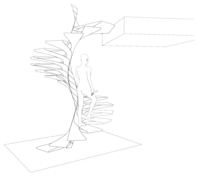 točité schodisko sklolaminátové štúdio Disguincio Co skica