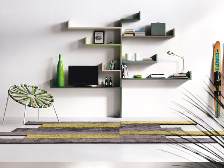 Farby ako akcent v modernom dizajne miestnosti moderné-sedadlo-kreslo-zelené-elastické-popruhy-lastika