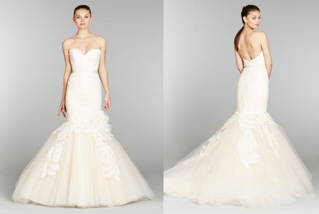 lazaro-2013-dizajnér-svadobné šaty-biela-morská panna-bez ramienok so srdiečkovým výstrihom-dlhá korzetová-tylová sukňa