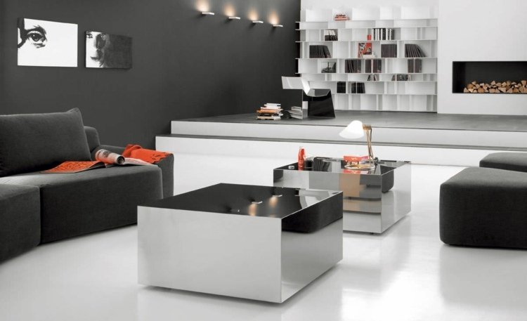 Kovové stolíky do obývačky ako akcent do obývačky Dizajnový nábytok konferenčný stolík v tvare kovovej kocky