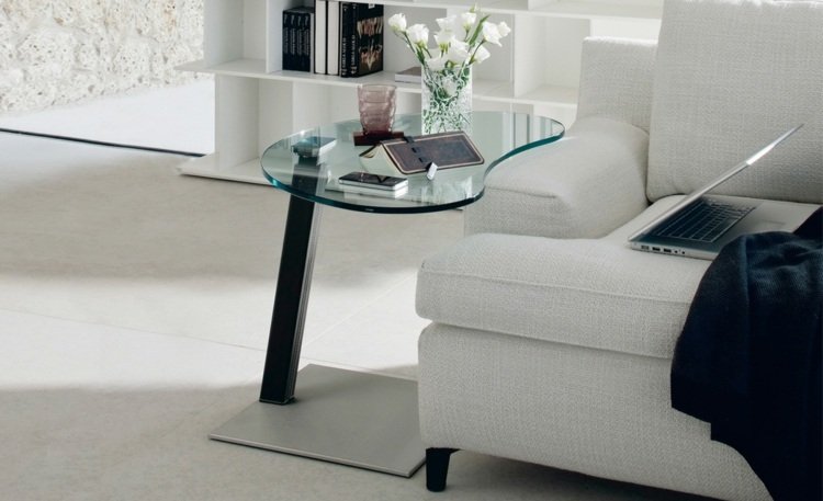 Moderný a praktický - vysoký príručný stolík zo skla a kovu Dizajnový konferenčný stolík, bočný stôl, kovové drevené sklo