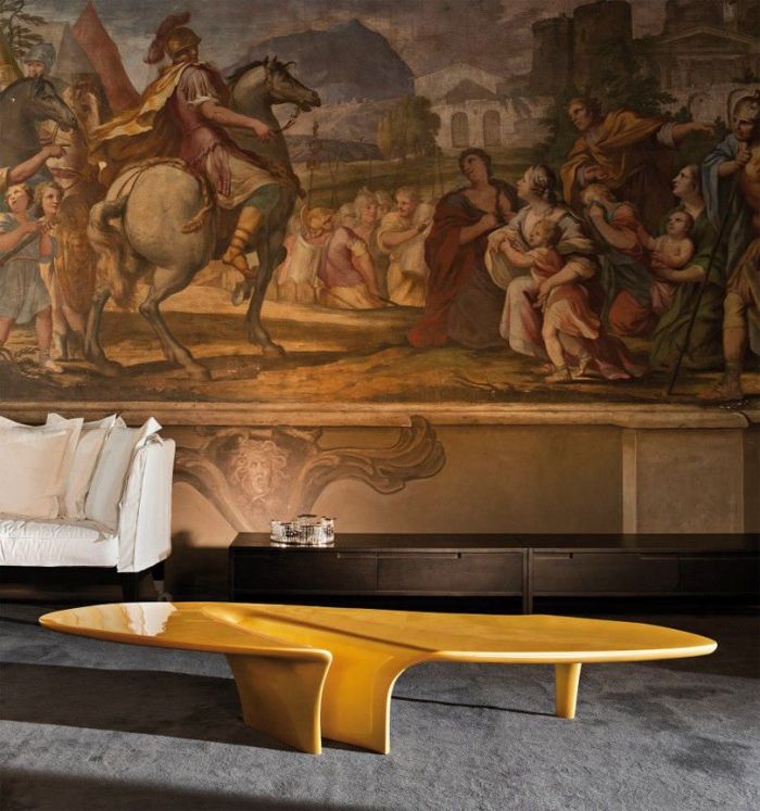 dizajnérske konferenčné stolíky-žltá elipsa-stolová doska-VODOPÁD-Fredrikson-Stallard