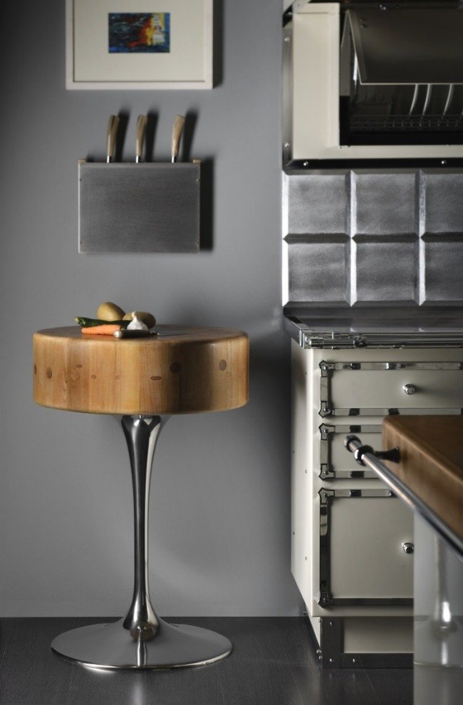 taburet okrúhla kuchyňa vyrobená z nehrdzavejúcej ocele v dizajne officine gullo