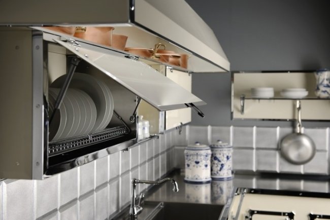 horná doska skrinky z nehrdzavejúcej ocele kuchynský dizajn od officine gullo