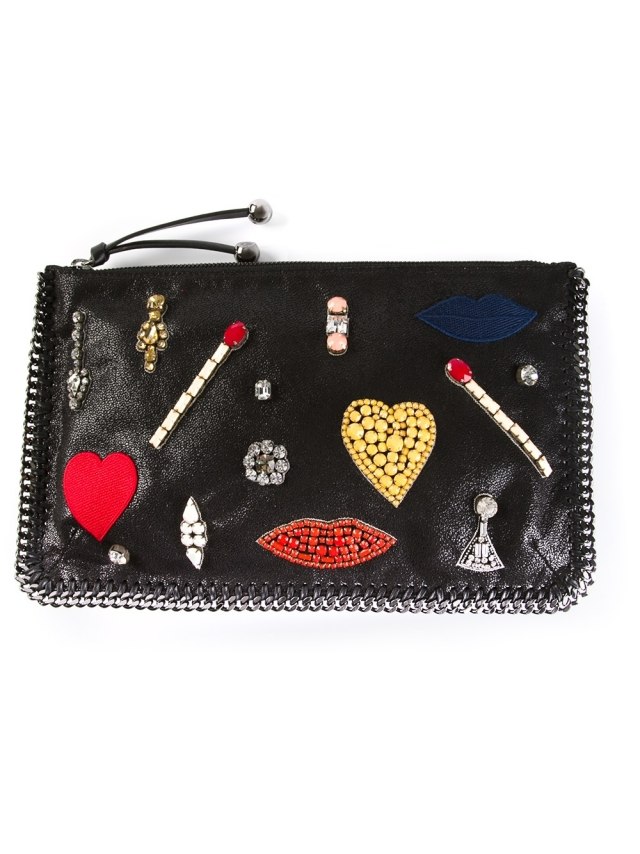 Vyšívaná spojka STELLA MCCARTNEY čierna perla STELLA-MCCARTNEY-spojka-čierna-perleťová vyšívaná