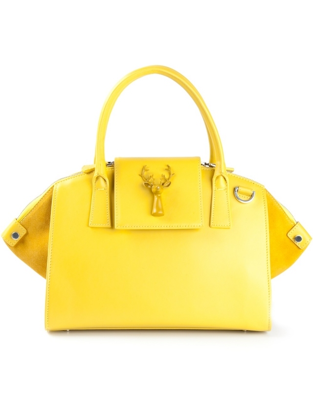 Háčkovaná taška SAVAS žltý kožený detail jeleňa SAVAS-kabelka-žltá-koža-jeleň-detail