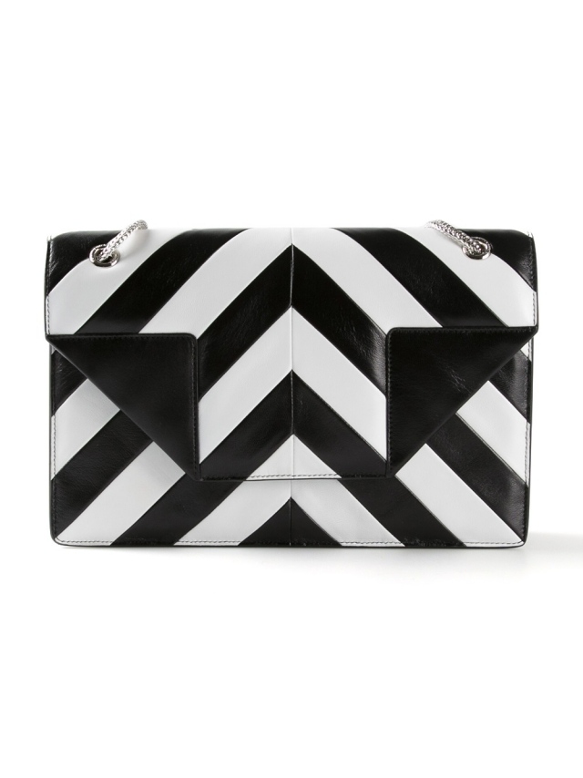 SAINT-LAURENT-taška cez rameno-čierno-biele-prúžky