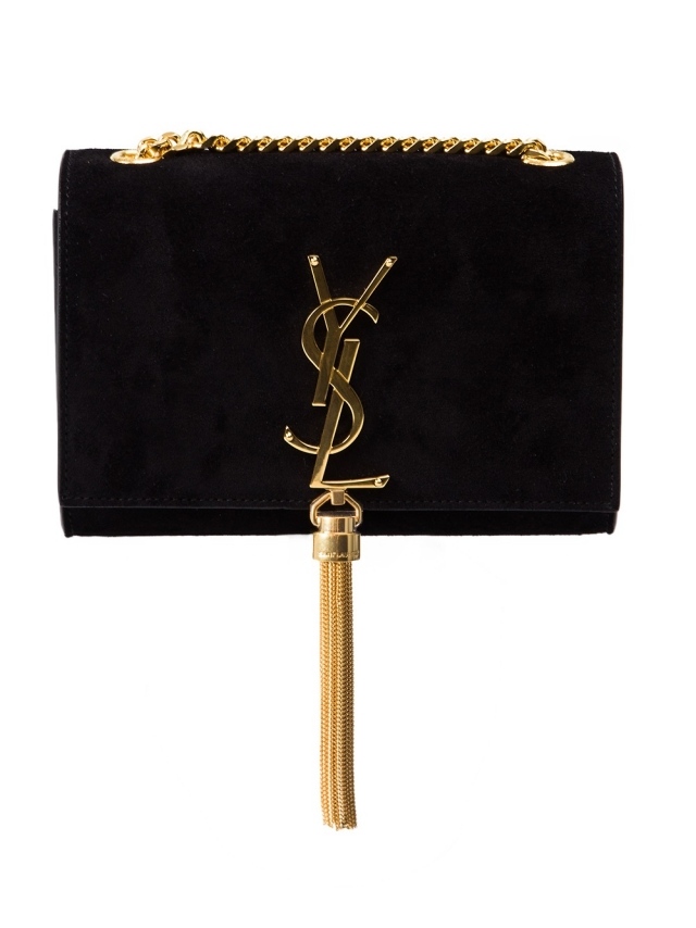 SAINT-LAURENT-čierna-spojka-zlaté-akcenty-strapček