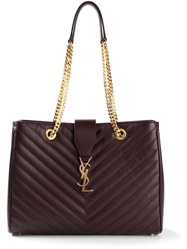 SAINT-LAURENT-taška cez rameno-bordová-zlaté-retiazky