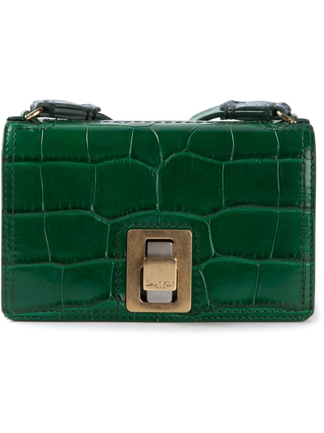 Taška cez rameno LANVIN-zelený-krokodílí-vzhľad