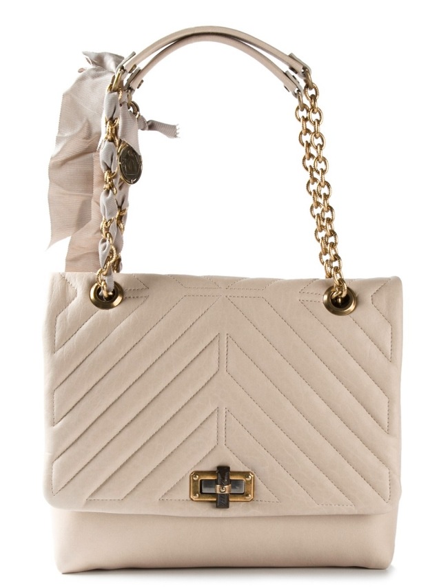 LANVIN-taška cez rameno-krémové reťaze