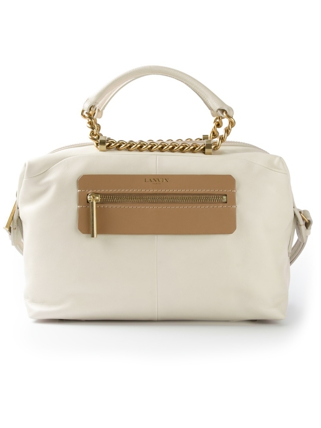 LANVIN-visiaca taška-obruč-pelerína-bielo-béžová-retiazky