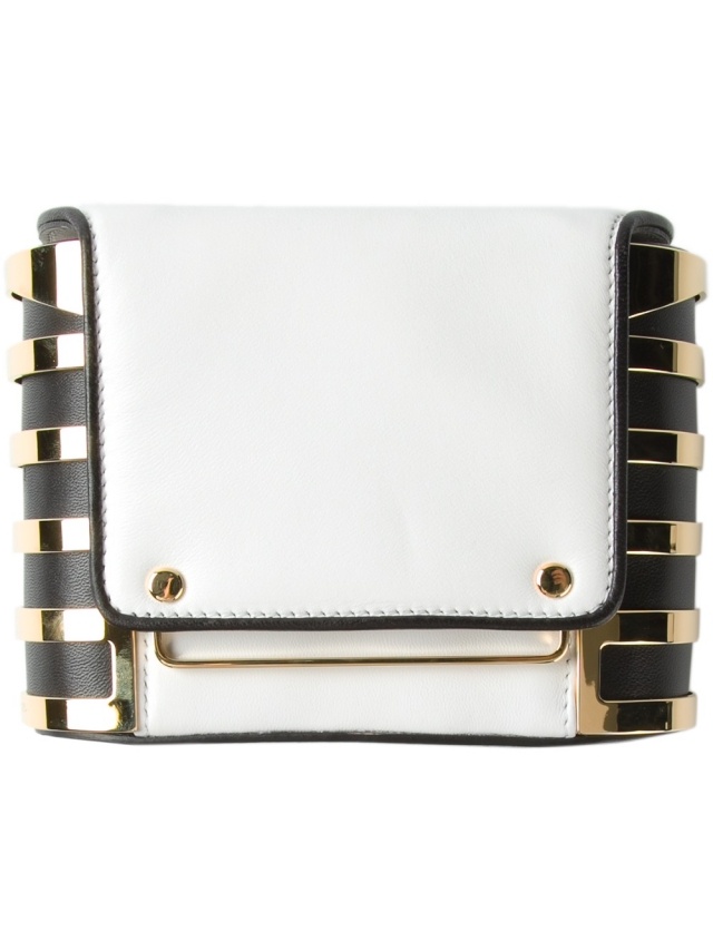 EMANUEL-UNGARO-taška cez rameno-bielo-hnedo-zlatá-farebné detaily