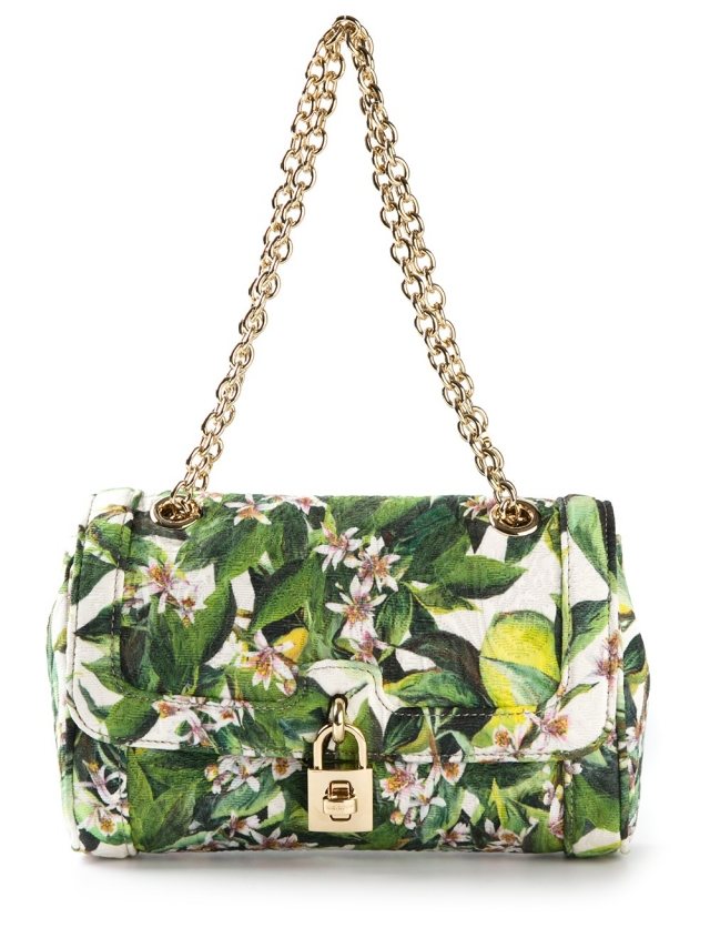 DOLCE-GABBANA-malá kabelka-zlatá-retiazka-kvetinový-vzor-