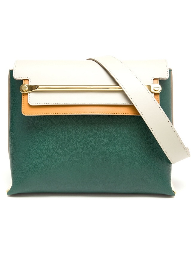 CHLOÉ-taška na rameno-smaragdovo-zelená-bielo-oranžová