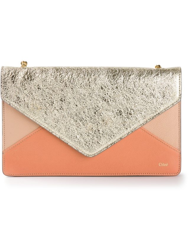 Spojková obálka CHLOÉ broskyňová zlatá