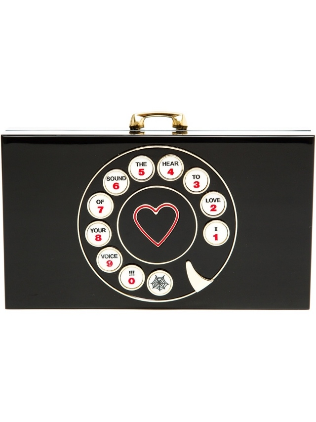 Disk CHARLOTTE-OLYMPIA-spojka-zlatá farba-držadlo-telefón