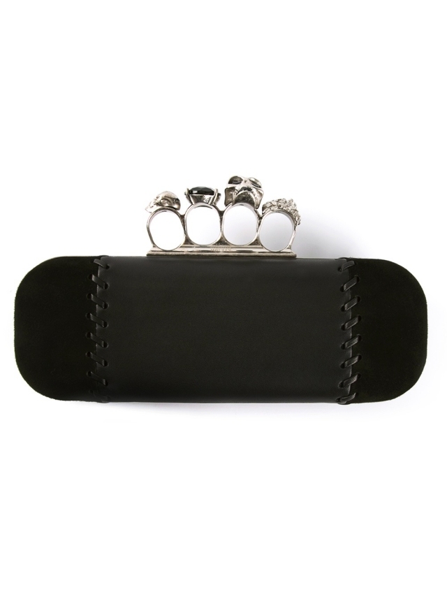 ALEXANDER-MCQUEEN-spojka-čierno-mosadzné kĺby-lebka