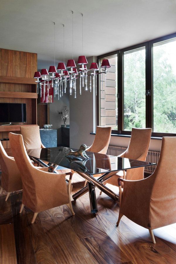 Závesné svetlá jedáleň škaredý nábytok luxusné