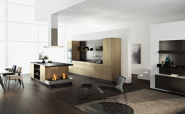 Dizajnér plánovania kuchyne nerezová kuchyňa obývacia časť krb zadarmo