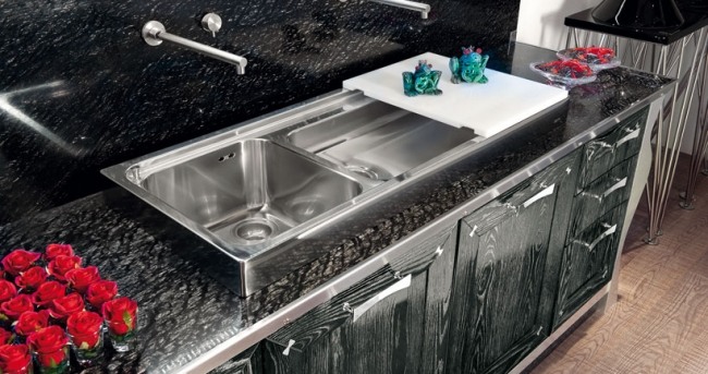 Nerezová kuchynská dvojdrezová laminátová kuchynská skrinka Nerezová kuchynská dvojdrez laminátová kuchynská skrinka talianska