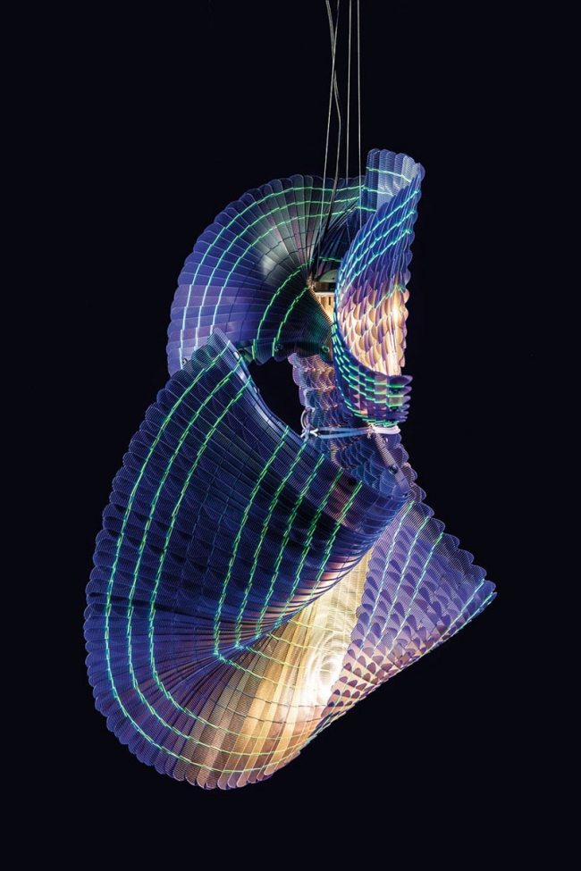 Závesná lampa farebné moderné tienidlo Design-Enso vločkovitý povrch