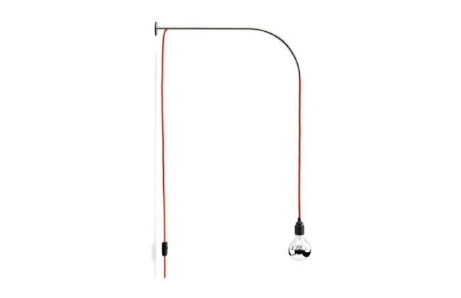 Kovový rám priemyselného obytného štýlu s červeným káblom Nástenná lampa s kovovým rámom v červenom kábli