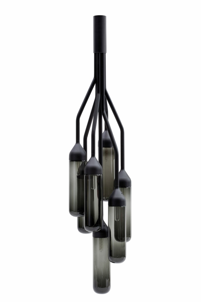 čierna závesná lampa, ručne fúkané kovové sklo Závesná lampa, ručne fúkané kovové sklo, priemyselný šik