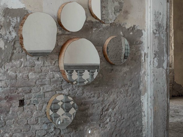 Nástenné zrkadlo dizajn okrúhle plátky stromu samozrejme