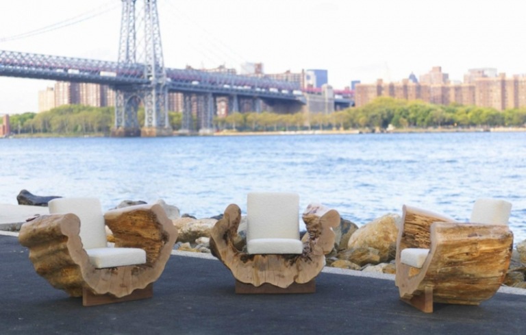 Dizajnový nábytok z dreva - kreslo Cocoon dizajnový nábytok z dreveného kokonu nespracovaného čalúnenia biela pohodlnosť