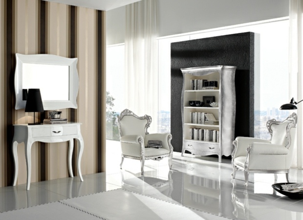 Nástenná polica čierna akcentovaná stena čalúnená nábytková pásová tapeta